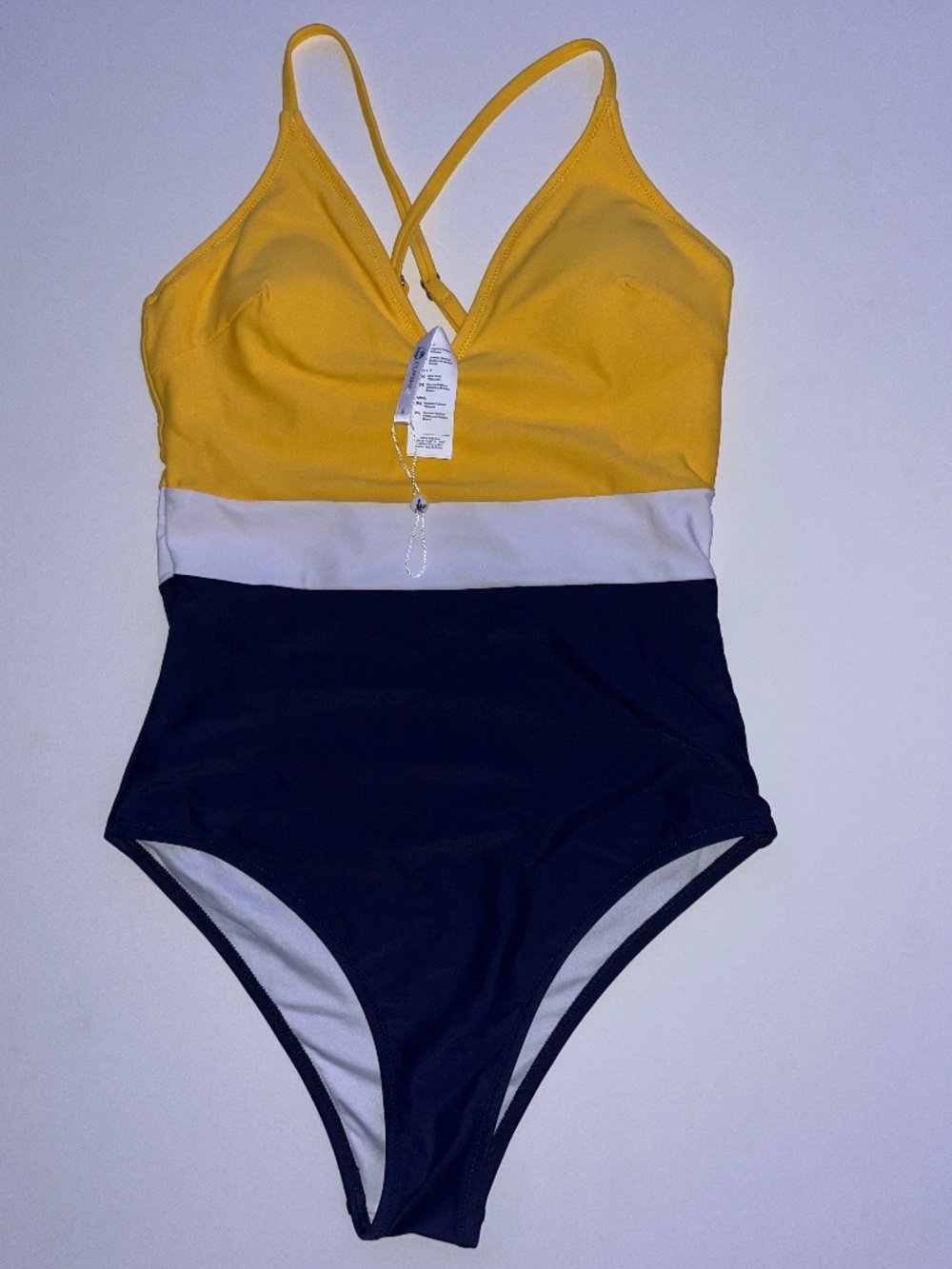 Yellow and navy blue 1 pc swimsuit size S